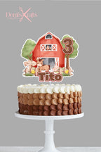 Farmhouse Red Barn Birthday Cake Topper: Personalized Farm Theme Topper - Demi's Krafts