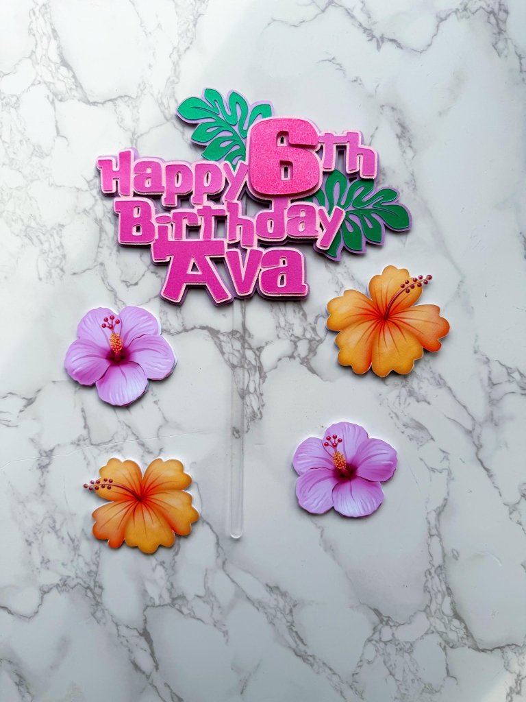 Tropical Stitch Happy Birthday Cake Topper Set - Demi's Krafts