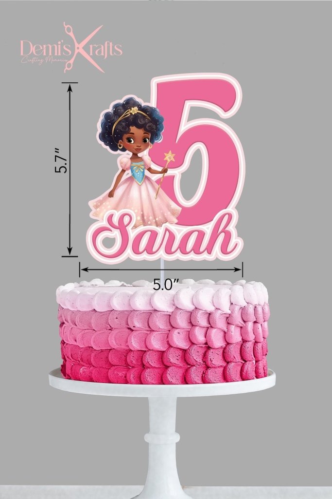 Black Girl Princess Birthday Cake Topper and Cupcake Toppers : Afro princess topper - Demi's Krafts