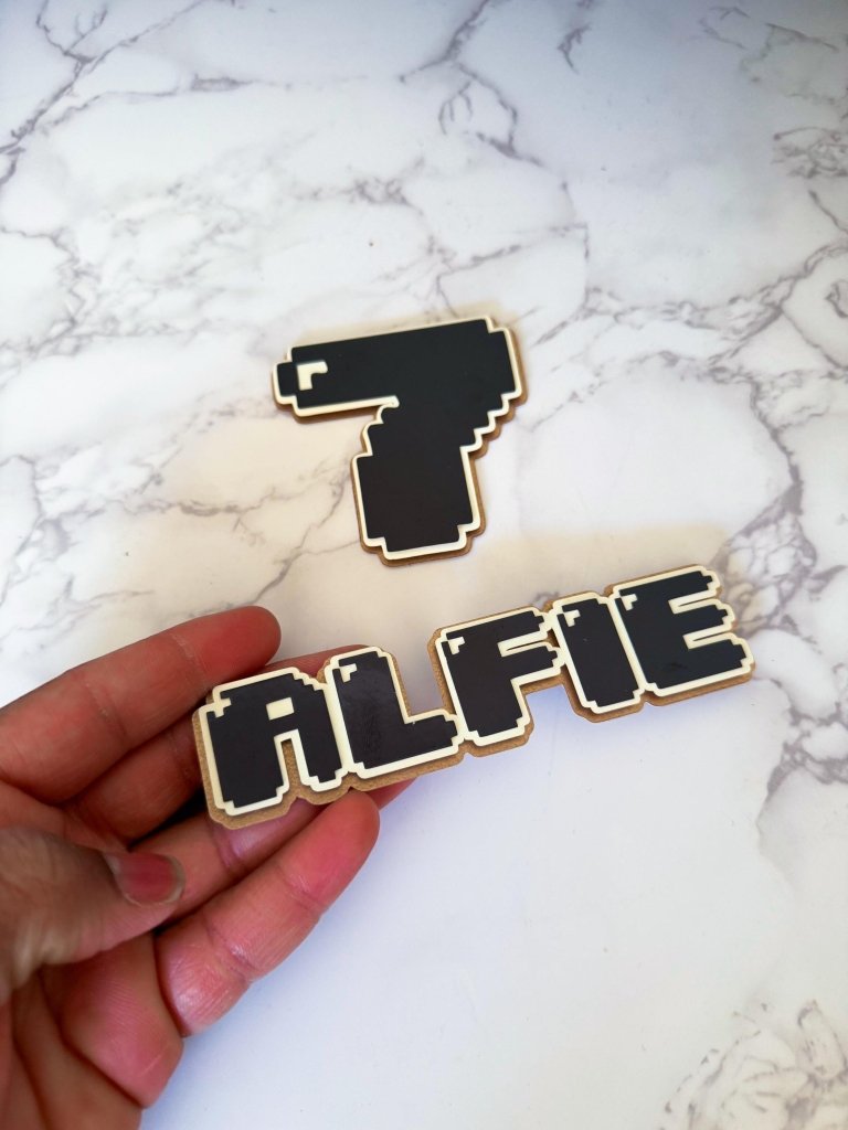 Pixel Font Name & Age Cake Topper Custom Birthday Party Decor - Demi's Krafts