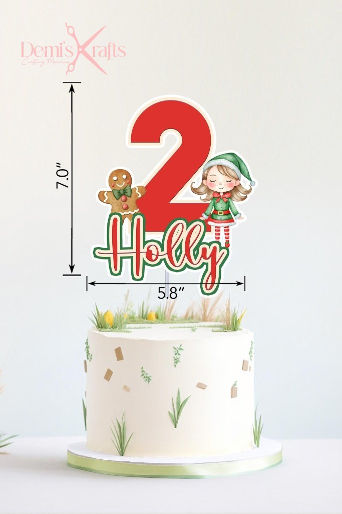 Christmas Elf Birthday Cake Topper - Demi's Krafts