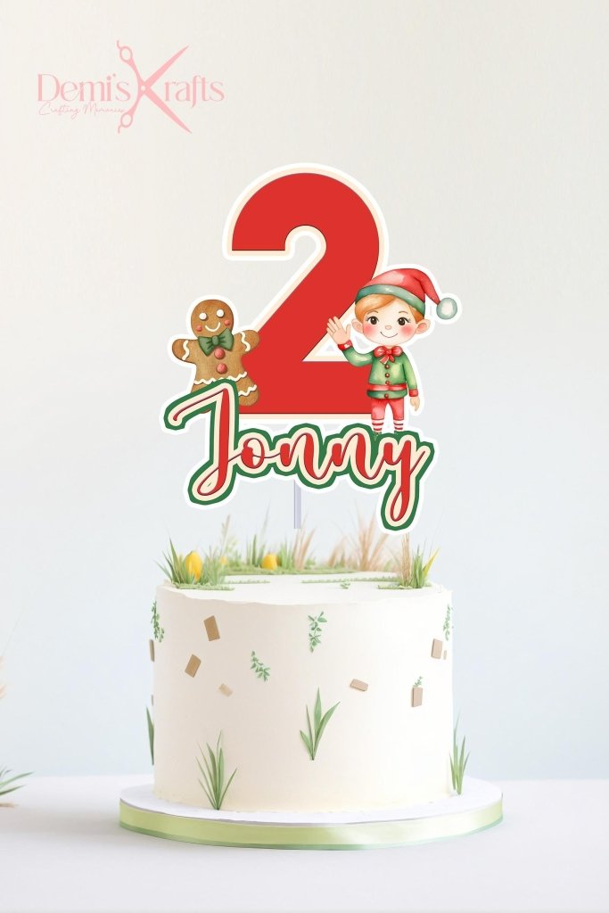 Christmas Elf Birthday Cake Topper - Demi's Krafts