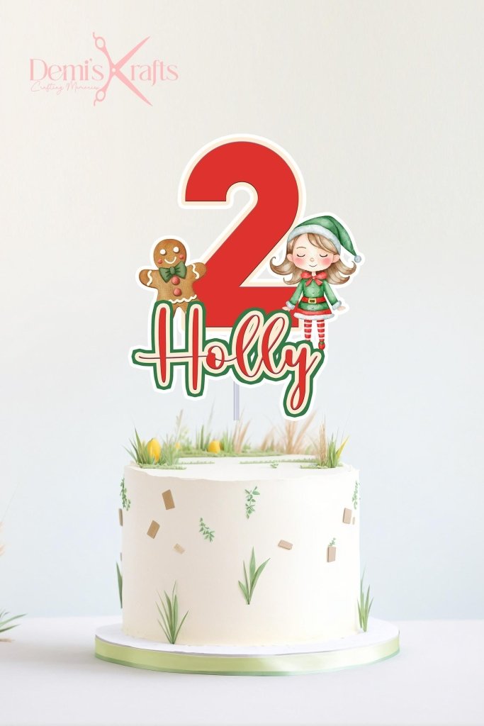 Christmas Elf Birthday Cake Topper - Demi's Krafts