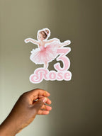 Personalised Pink Ballerina Birthday Cake Topper and Cupcake Toppers - Demi's Krafts