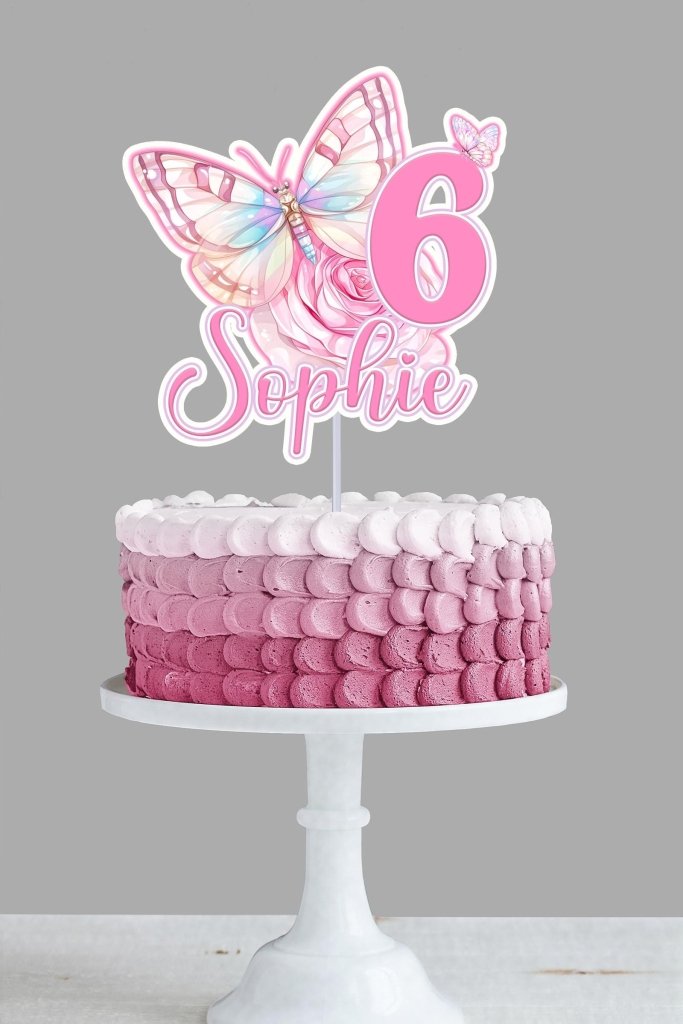 Pastel Butterfly Cake Topper & Cupcake Toppers Bundle - Demi's Krafts