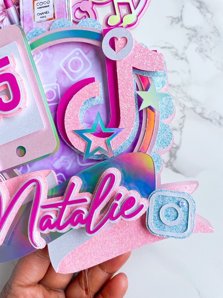 Personalized Social Media Birthday Cake Topper: Influencer Party Decor - Demi's Krafts