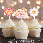 Personalized Two Groovy Birthday Cake Topper: Pink & Orange - Demi's Krafts
