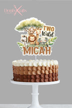 Two wild safari birthday cake topper and cupcake toppers - Demi's Krafts